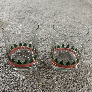 Vintage Libby Festive Tree Patterned Glasses